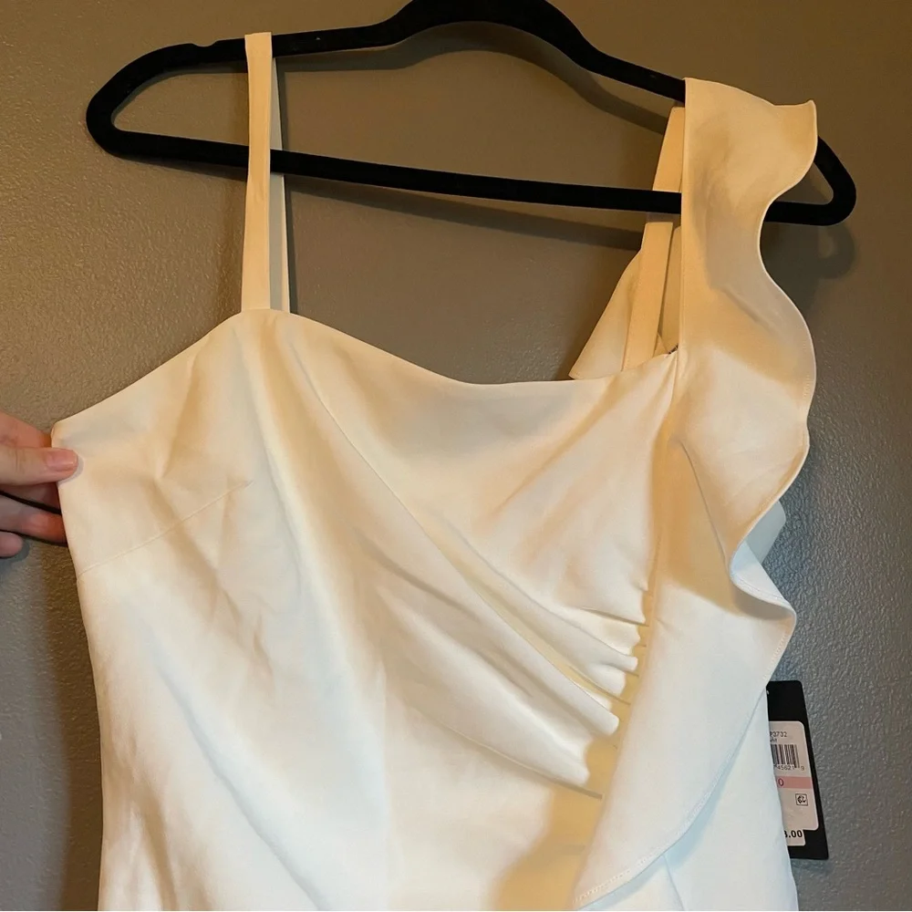 NWT Guess Sz 10 Women’s White Ruffle Strappy Mini Bodycon Lined Dress Ret $128! - Picture 3 of 13